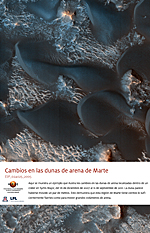 Cambios en las dunas de arena de Marte