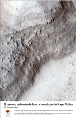 El terreno cubierto de lava y horadado de Kasei Valles