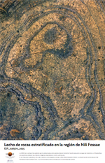 Lecho de rocas estratificado en la regin de Nili Fossae