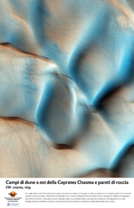 Campi di dune a est della Coprates Chasma e pareti di roccia