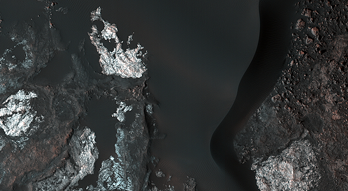 Colorful Bedrock in a Northern Plains Crater
